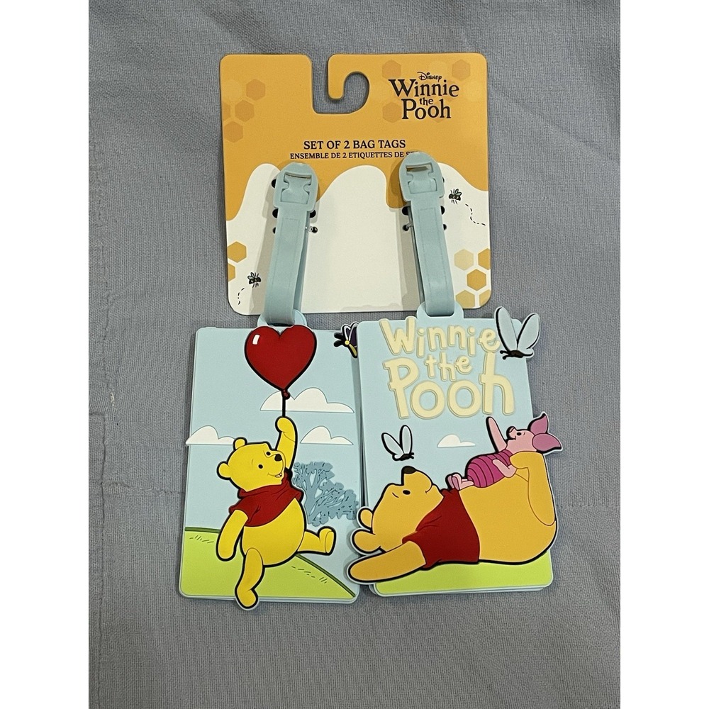 NEW Luggage & Bag Tag Set - Winnie the Pooh & Piglet - Balloon & Butterflies